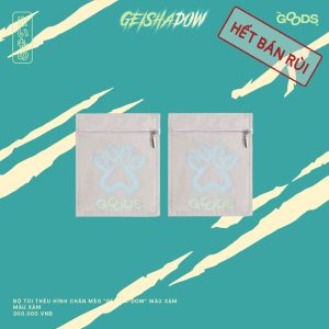 BỘ TÚI THÊU HÌNH CHÂN MÈO "GEISHA-DOW" MÀU XÁM | FWG210308